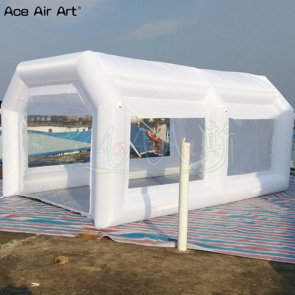 Diseño blanco y carpa portátil para pintar en el coche, cabina de pintura inflable, toldo de impresión móvil, marquesina para garaje, área de pintura inflable a la venta