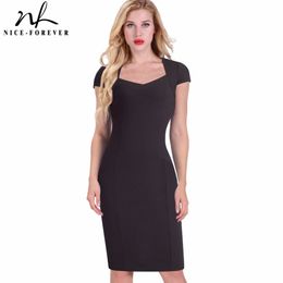 Nice-forever Summer Women Elegant Pure Black Color Vestidos Sexy Hollow Out Party Vintage Slim Tube Dress btyN568 210419
