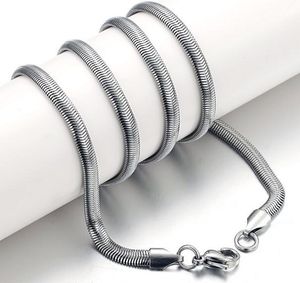 Mooie geschenken voor vrienden rvs mode platte slang chain vrouwen heren ketting zilveren toon 5mm 21.6 '' te koop