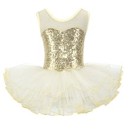 Belles filles ballerina fée du bal de bal costume enfants à paillettes robe de fleur dancewarwear gymnastique juge de ballet tutu robe 240411