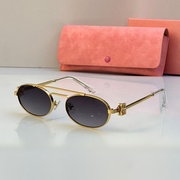 Jolies lunettes Lunettes de soleil Miumius pour femmes 2024 Nouvelle Europe Amérique Tendance Sexy Rétro Chic Lunettes de soleil en métal de haute qualité Double pont Design Lunettes de soleil ovales