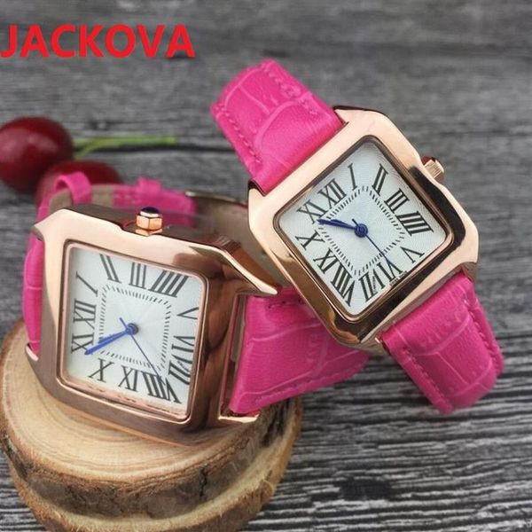 Nice hommes mode luxe femmes montre carré romain conception spéciale Relojes De Marca Mujer dame robe en cuir montre-bracelet horloge à quartz 271i