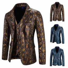 Nice hommes automne chaud un bout à bout Blazer motif serpent Brzing imprimé costume gilet Plus Blazer Q1aL #