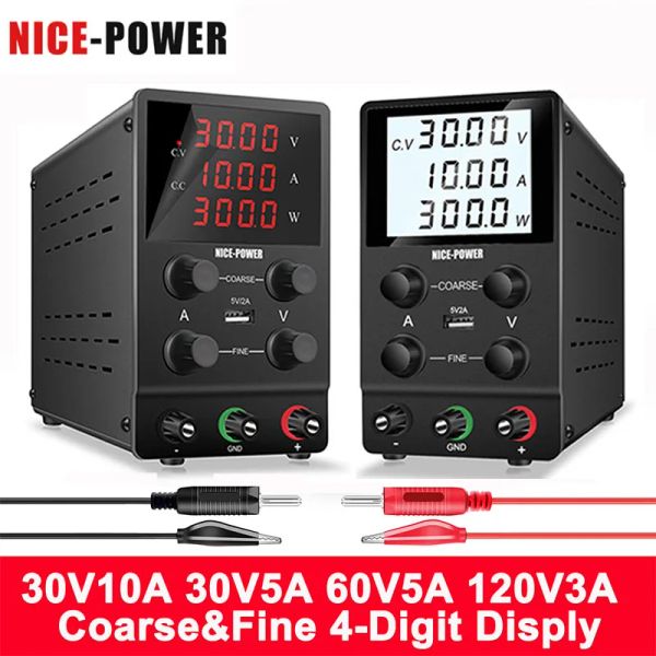 Fuente de alimentación de conmutación de laboratorio de DC Nice-Power para el teléfono SPS3010 Regulador de voltaje 5A 5A AC 220V 110V Fuente de banco USB