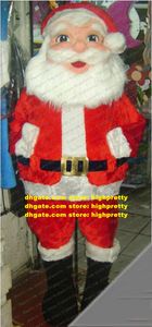 Nice Red Santa Claus Mascot Costume mascotte Père Noël Kriss Kringle Adulte avec une longue barbe broussailleuse blanche n ° 1841 Shipt gratuit