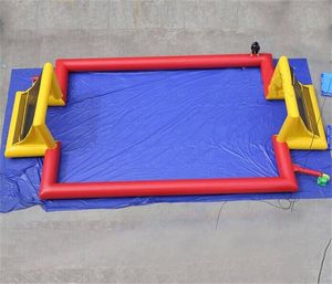 Bonito rojo amarillo Inflat gorilas cama inflada suave a prueba de viento flotando en el agua gran campo de fútbol móvil deportes campo de fútbol inflable simple colores dobles ba41 F23