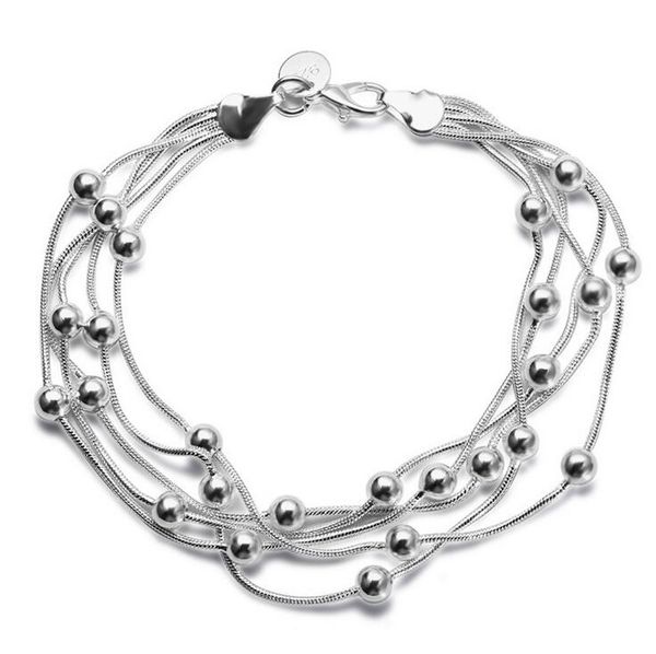 Joli bracelet femme plaqué argent bracelet perlé multicouche pour fille beau cadeau femmes bijoux vente chaude