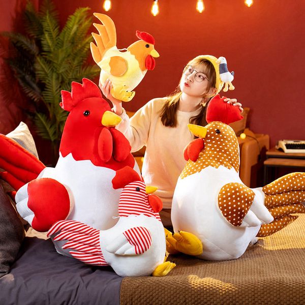 Belle Simulation coq jouets en peluche peluche doux poulet poupées Animal volaille oreiller drôle maison coussin décor cadeau d'anniversaire