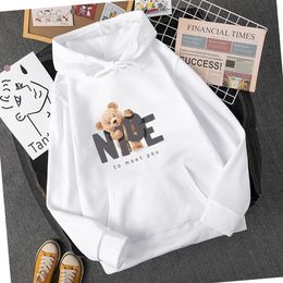 Leuk je te ontmoeten teddybeer vrouwen hoodies Harajuku Crewneck hoodie mode oversize hoody casual comfortabele kleding vrouw