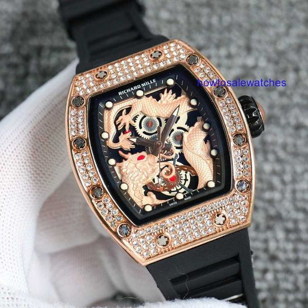 Bonito reloj Reloj RM Reloj de pulsera Dragon Tiger Hegemony Dial Atmósfera dominante Reloj de moda para hombre de alta gama