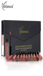 Niceface 12 couleurs LIP GLOSS MATTE Liquide Lipstick Sexy Paint Sexe étanche à longlasser Hydra Hydra Lips Makeup Kit7678562