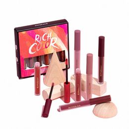 Niceface 6pcs / set rouge à lèvres liquide étanche Lg durable cosmétique sexy mat brillant à lèvres nue teinte à lèvres kits de maquillage lipgloss Z0VV #