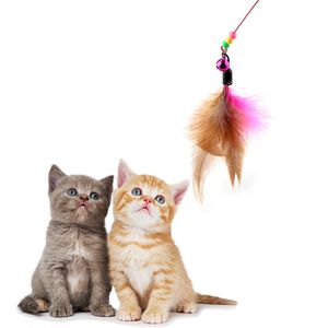 NICEYARD chats bâton interactif avec petites plumes de cloche en plastique tige baguette chat jouets mignon drôle coloré fournitures pour animaux de compagnie