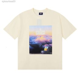 Niche Beauty Trend Kith Limited Tom Fabia Cloud Sea Print Loose Casual Mens and Womens T-shirt à manches courtes polyvalentes