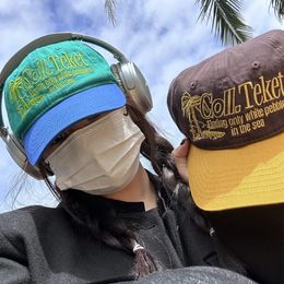 Niche couleur correspondant casquette de baseball coréen cocotier rétro collège femmes chapeaux couple casquettes décontractées été en plein air chapeau de soleil hommes 240220