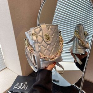 Niche Design voor Dames 2024 Nieuwe High End Zomer Crossbody Populair Dit jaar Lingge Chain Bucket Bag 75% Fabrieksgroothandel