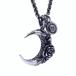 Niche Design Moon Rose hanger retro titanium stalen ketting mannen en vrouwen getijden persoonlijkheid hiphop trui keten sieraden