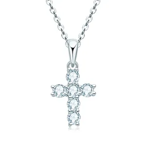 2023 vente chaude ins s925 argent sterling MOISSANITE collier de diamants croix pendentif collier clavicule chaîne pendentif