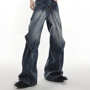 Niche-ontwerp To Do Oude gewassen jeans Gedeconstrueerd ontwerp met uitgesneden stukken Sense Variabele flare-broek Wijde pijpen