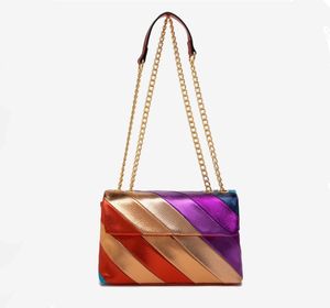 Niche Design Couleur de chaîne métallique pour femmes épisser les sacs à bandoulière pour femmes de grande capacité Sac de messager carré PU Handsbag