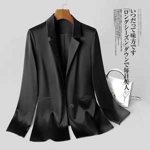 Niche Designer Triacetate Triacetate Blazers Small Suit Coat Womens Spring and Automne Silky Texture Silk OL 240424