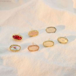 Créatrice de niche Kendras Scotts Neclace Jewelry Ott Boucles d'oreilles et boucles d'oreilles en cristal naturel pour femmes Ins minimaliste