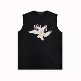 Niche Fashion Brand Anime2024 Designer New ZJBAM060 Pink Peace Dove Imprimé gilet gilet R84W80 hommes et femmes T-shirt sans manche de fitness sportif relaxant