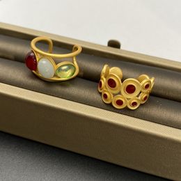 Niche Retro Design Geglazuurd Steen Emaille Open Ring Vrouwelijke Joidart Trend High Fashion All-Match Eenvoudige Sieraden Gift Accessoires