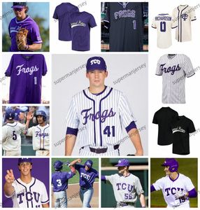 Nick Lodolo 2024 TCU honkbaltrui Charles King Brandon Williamson Jake Eissler Haylen Green Conner Shepherd TCU gehoornde kikkers truien op maat gestikte heren heren