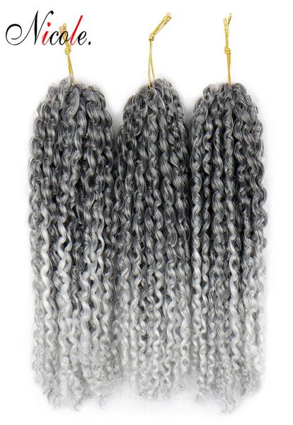 Nico Hair 8 pulgadas 3 unidsset sintético rizado onda trenzas pelo Ombre Malibob Crochet trenzado cabello para mujeres 2054826