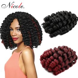 Nicole Hair 8Inch 20 strands Jumpy Wand Curl Jamaican Bounce Synthetic Braiding Hair Extension Crochet Braid Kanekalon Hair For Woman