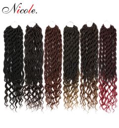 Nicole Hair Crochet Goddess Locs Extensions Hair Extensions Faux Locs Curly Crochet Traids ombre Kanekalon Traiding Hair Bohemian Locks1604368
