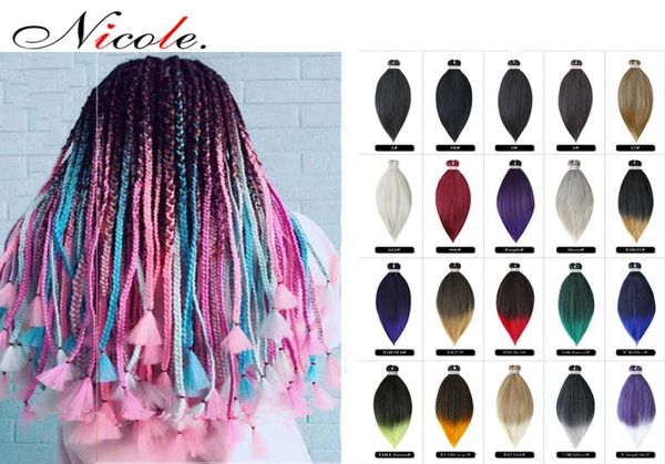 Nicole New Jumbo Braids Ombre Crochet Braids Hair Yaki Prestretched Easy Braid Syntetic Hair Extensions 26 pulgadas para WOM7921221