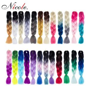 Nicole-extensiones de cabello trenzado kanekalon, dos tonos, Jumbo, extensión de cabello trenzado de ganchillo sintético, 4587412