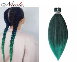 Nicole pré-étiré droit Crochet cheveux facile Jumbo tresses Ombre résistance à la chaleur synthétique fibre Extension de cheveux 26quot 8195487