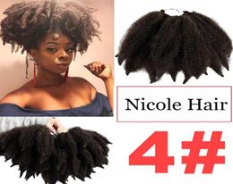 Nicole synthétique 8 pouces Afro Kinky Marly Traids Crochet Hair Extensions 14 ROOTSPC FIBRE À FIBRE À TEMPLE MARLEY 3735975