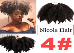 Nicole Synthetic Afro Kinky Marly Braids Crochet Hair Extensions 14 Rootspc Fibra de alta temperatura Marley Braid 1919270