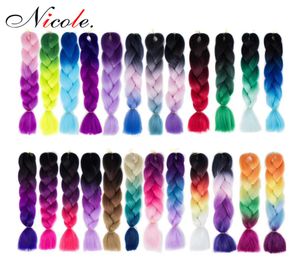 Nicole Deux Tons Ombre Crochet Tresses Cheveux Kanekalon Jumbo Tresses Extension de Cheveux Synthétiques Tressage Synthétique Cheveux Plus de Couleurs Pour 7166342