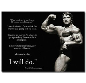 NICOLESHENTING Arnold Schwarzenegger Motievencitaat Art Silk Poster 13x18 24x32 inch Bodybuilding Muur Foto Gym Kamer Decor2179226