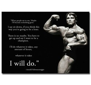 NICOLESHENTING Arnold Schwarzenegger citation de motivation Art affiche en soie 13x18 24x32 pouces musculation mur photo salle de sport décor 3816899