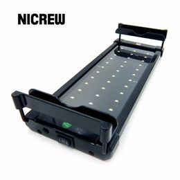 Nicrew 30-82cm 100-240V Aquarium LED Éclairage Fish Tank Light Lamp avec supports extensibles LED blanches et bleues Fit pour Aquarium Y200922