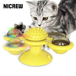 Nicrew Windmill Toys for Cats Puzzle wervelende draaitafel met borstel Cat Play Game Toys Kitten Interactive Toys Pet Pet Supplies T200720
