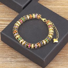 Nidin Fashion Gold plaqué de chaîne Bracelet pour femmes pour femmes coloré en cristal coeur coeur charme de mariage bijoux de bijoux de bijoux 240515