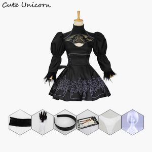 Nier Automate Cosplay Costume Yorha 2B Sexy Outfit Jeux costume Femme Costumes Jeu Costumes Filles Halloween Parti Fantaisie Robe Fantaisie Y0903