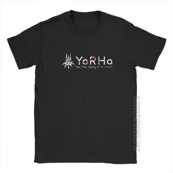 NieR Automata YoRHa Hommes T-shirt 2B Jeu Vintage Tee Mâle Tshirt O Cou T- 100% Coton Vêtements De Fête 210629