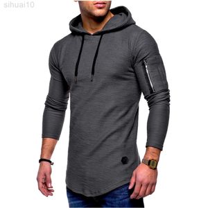 Nieuwe Lente MANNEN MANNEN HOODE TRICHT SLIM FIT KATTE LANG MOUWEN CASUAL RITS T-shirts Tops en tees hoodies t-shirt voor mannen MANNEN MY174 L220730