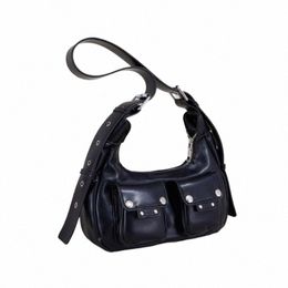 Nigedu Fi Hombro Axila Bolsa para Mujeres 2023 Tendencia Femenina Simple Pequeño Bolsillo Diseño PU Cuero Axilas Bolsos y Monederos Z78M #