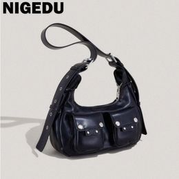 Nigedu Fi Shoulder Axspit Bag for Women Tien Femenino Simple pequeño diseño de bolsillo PU Bolsos y carteras de cuero K9V6#