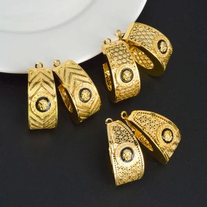 Nigeria Afrika Gouden Kleur Holle Zwart Emaille Oorbel Italiaanse Dubai Grote Gouden Geometrie Bruiloft Vrouwen Sieraden