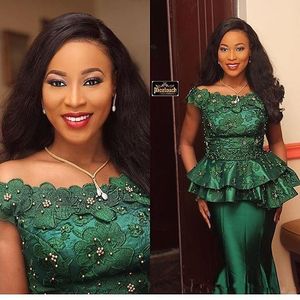 Nigéria mère de la mariée robes dentelle robes de soirée formelles Turquie appliques perlées vert émeraude robes formelles Prom Party Wear M62